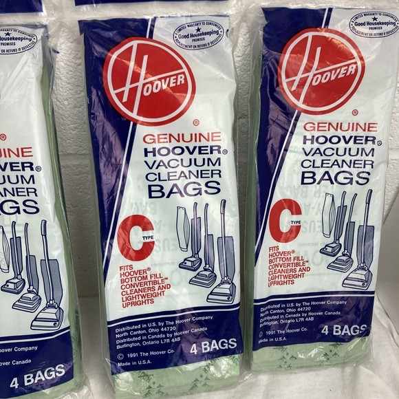 HOOVER 4010003C Vacuum Bags Type C 1 Package of 3 Vacuum Bags NEW Made In USA - Picture 2 of 4